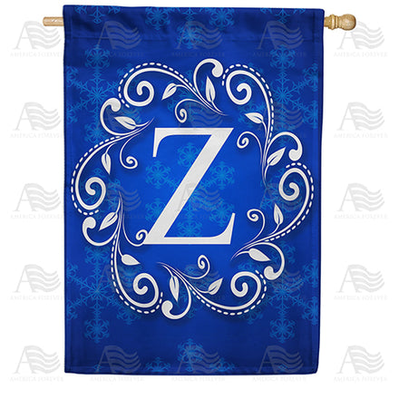 America Forever Royal Blue Winter Monogram House Flag