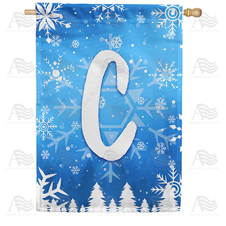 America Forever Wintry Monogram House Flag