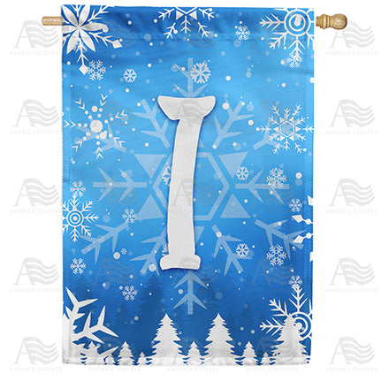 America Forever Wintry Monogram House Flag