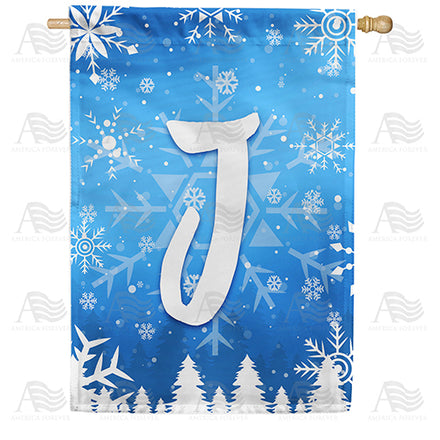 America Forever Wintry Monogram House Flag