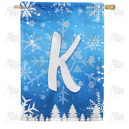 America Forever Wintry Monogram House Flag