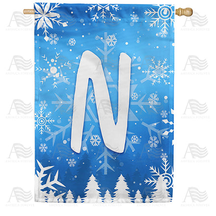 America Forever Wintry Monogram House Flag