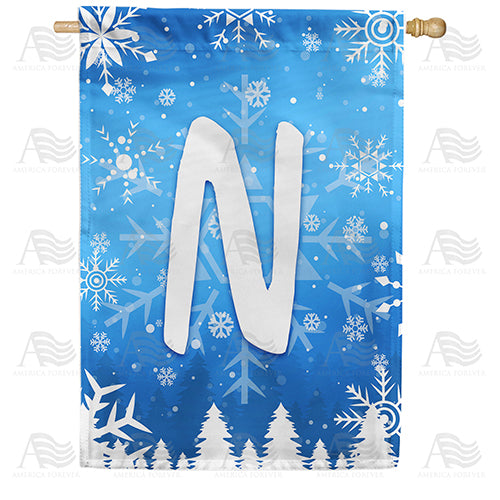 America Forever Wintry Monogram House Flag