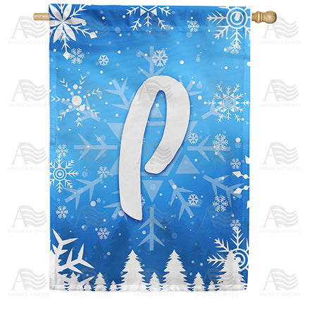 America Forever Wintry Monogram House Flag