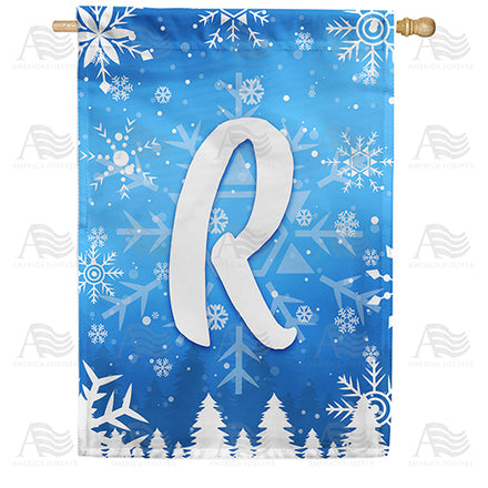 America Forever Wintry Monogram House Flag