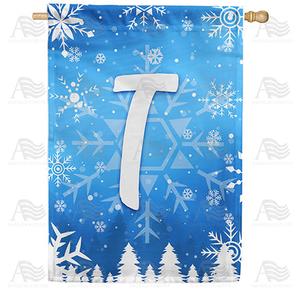 America Forever Wintry Monogram House Flag