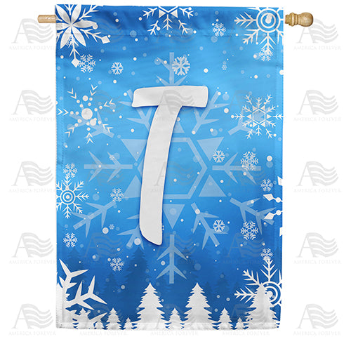 America Forever Wintry Monogram House Flag