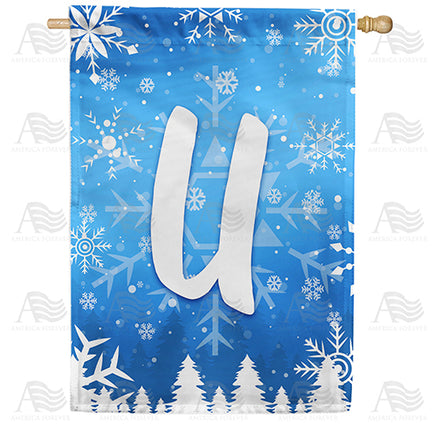 America Forever Wintry Monogram House Flag