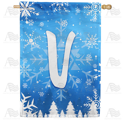 America Forever Wintry Monogram House Flag