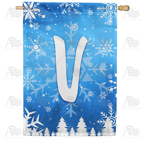 America Forever Wintry Monogram House Flag