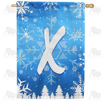 America Forever Wintry Monogram House Flag