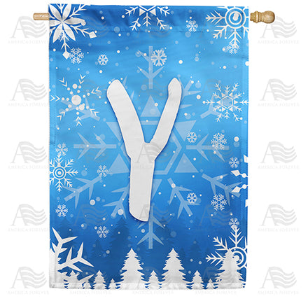 America Forever Wintry Monogram House Flag
