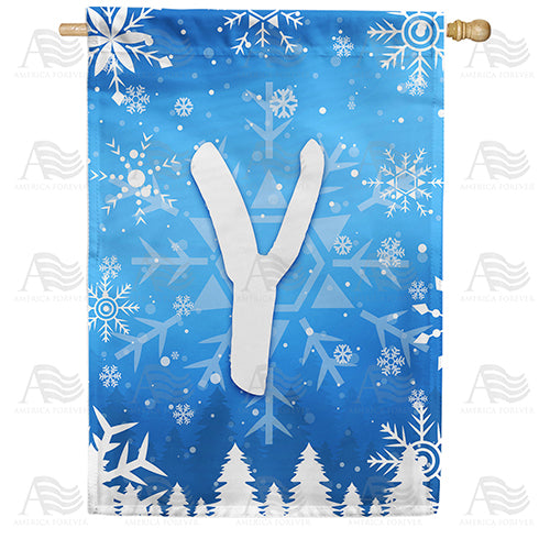 America Forever Wintry Monogram House Flag