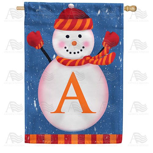 America Forever Snowman Monogram House Flag