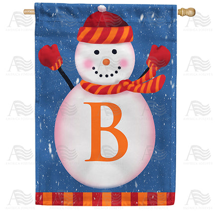 America Forever Snowman Monogram House Flag