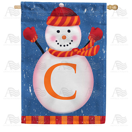 America Forever Snowman Monogram House Flag