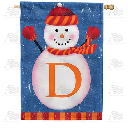 America Forever Snowman Monogram House Flag