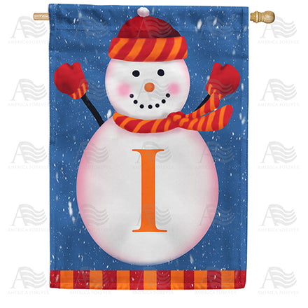 America Forever Snowman Monogram House Flag