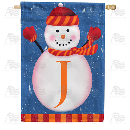 America Forever Snowman Monogram House Flag