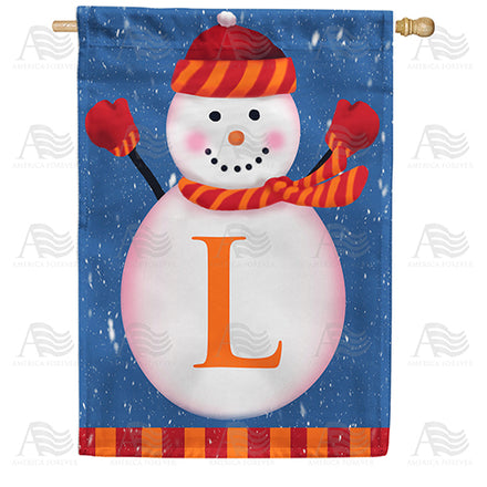 America Forever Snowman Monogram House Flag