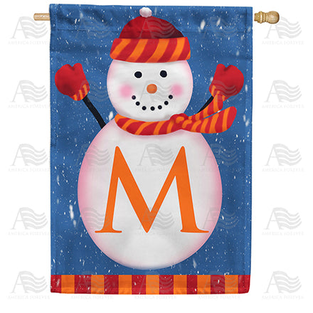 America Forever Snowman Monogram House Flag