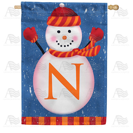 America Forever Snowman Monogram House Flag