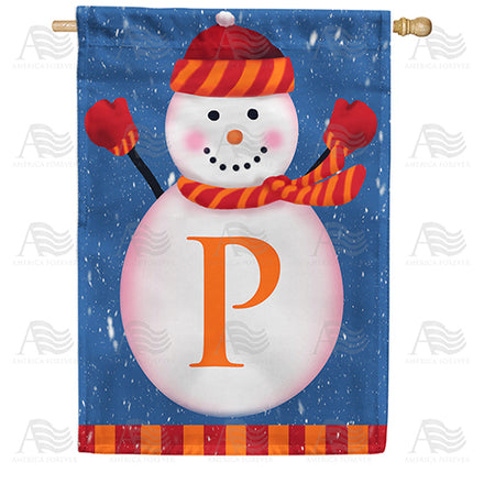America Forever Snowman Monogram House Flag