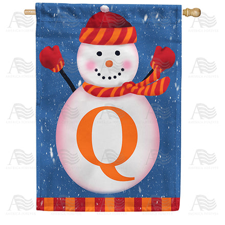 America Forever Snowman Monogram House Flag