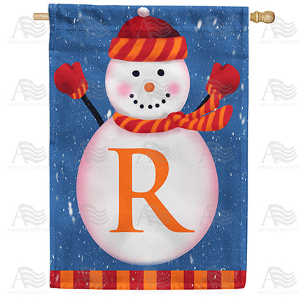 America Forever Snowman Monogram House Flag