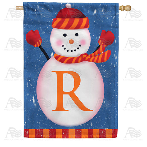 America Forever Snowman Monogram House Flag