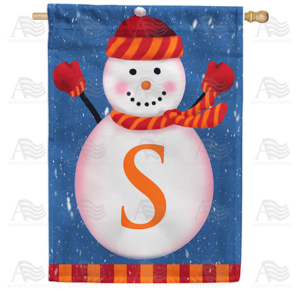 America Forever Snowman Monogram House Flag