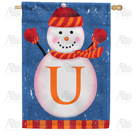 America Forever Snowman Monogram House Flag