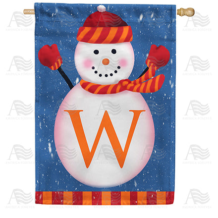 America Forever Snowman Monogram House Flag
