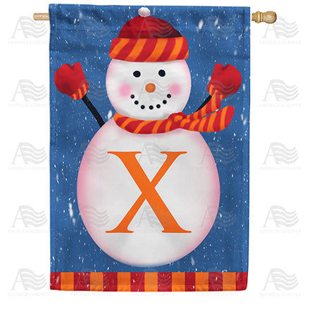 America Forever Snowman Monogram House Flag