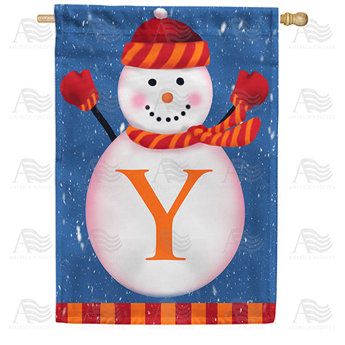America Forever Snowman Monogram House Flag