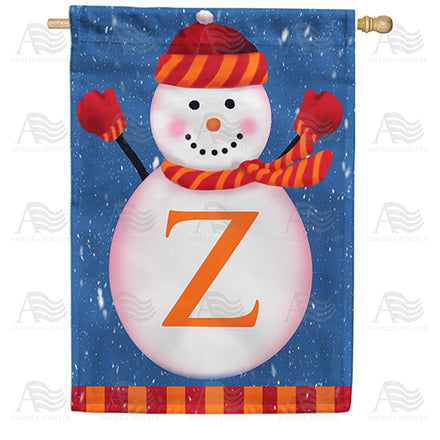 America Forever Snowman Monogram House Flag