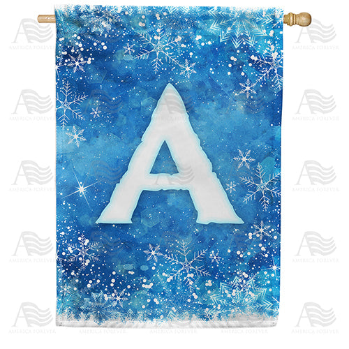 America Forever Icy Snowflakes Monogram House Flag