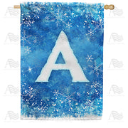 America Forever Icy Snowflakes Monogram House Flag