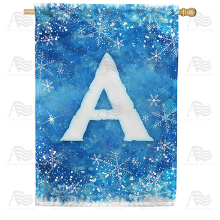 America Forever Icy Snowflakes Monogram House Flag