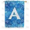 America Forever Icy Snowflakes Monogram House Flag