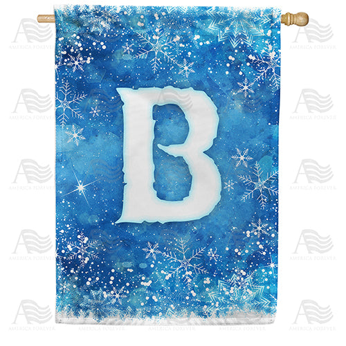 America Forever Icy Snowflakes Monogram House Flag