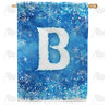 America Forever Icy Snowflakes Monogram House Flag