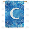 America Forever Icy Snowflakes Monogram House Flag