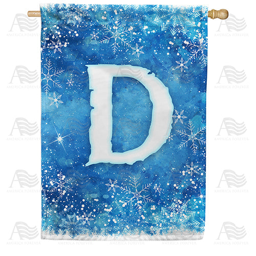 America Forever Icy Snowflakes Monogram House Flag