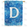 America Forever Icy Snowflakes Monogram House Flag