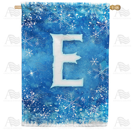 America Forever Icy Snowflakes Monogram House Flag