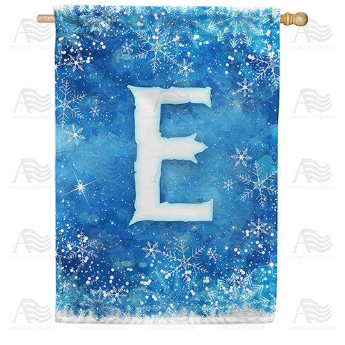 America Forever Icy Snowflakes Monogram House Flag