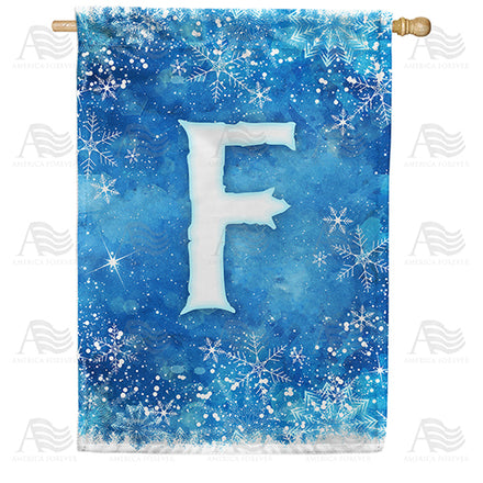 America Forever Icy Snowflakes Monogram House Flag