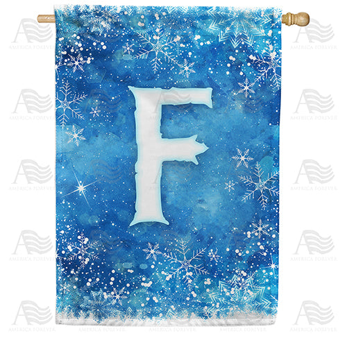 America Forever Icy Snowflakes Monogram House Flag