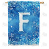 America Forever Icy Snowflakes Monogram House Flag